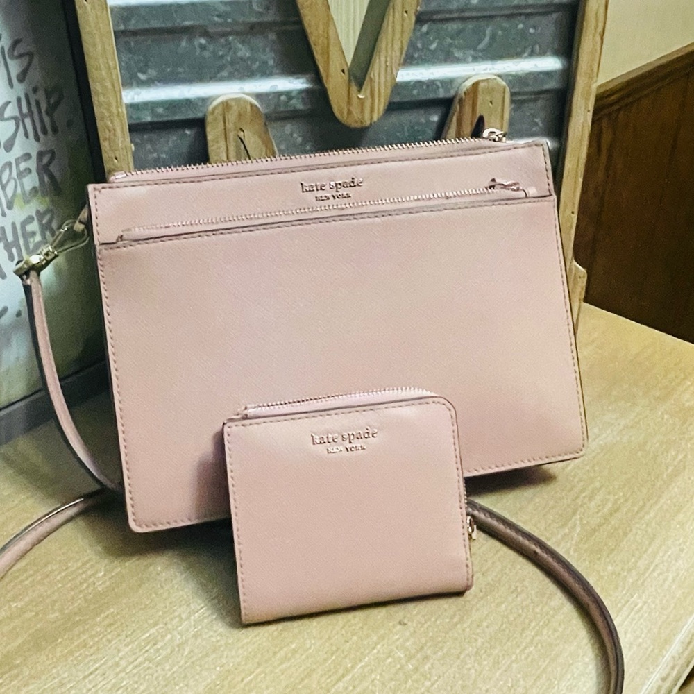 Kate Spade Purse Dusty Peony Cameron Zip Crossbody Cross Body W/ Wallet